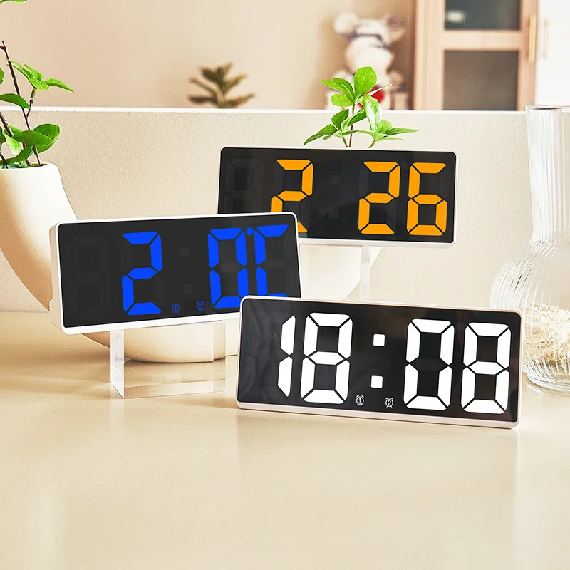

Creative Number Clock Color Nightlight Table Clock Snooze Night Mode 12/24H Electronic LED Temperature Calendar Alarm Clocks
