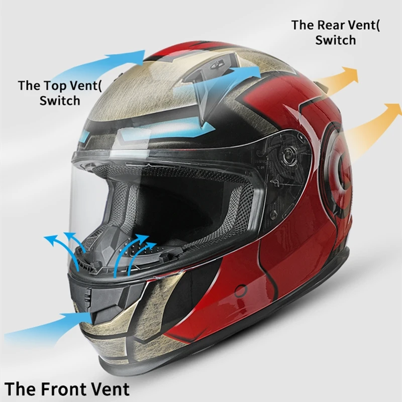 Мотоциклетный шлем Железный человек всесезонный защита от столкновений