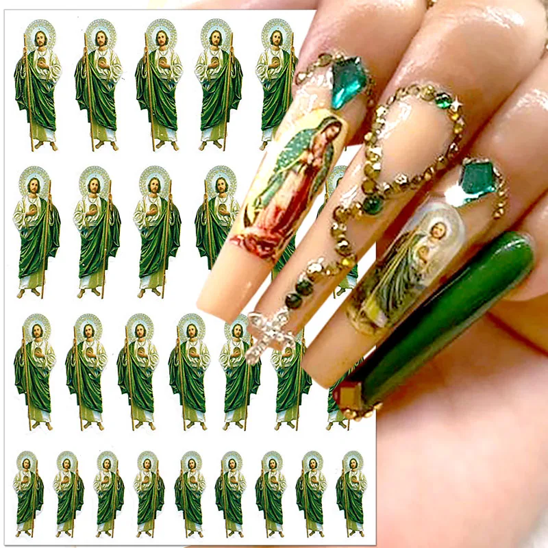 

3D Angel Cupid Nail Stickers Christian Jesus Christ Self-Adhesive Nail Decals DIY Nail Art Decorations Nail Design Manicure Wrap