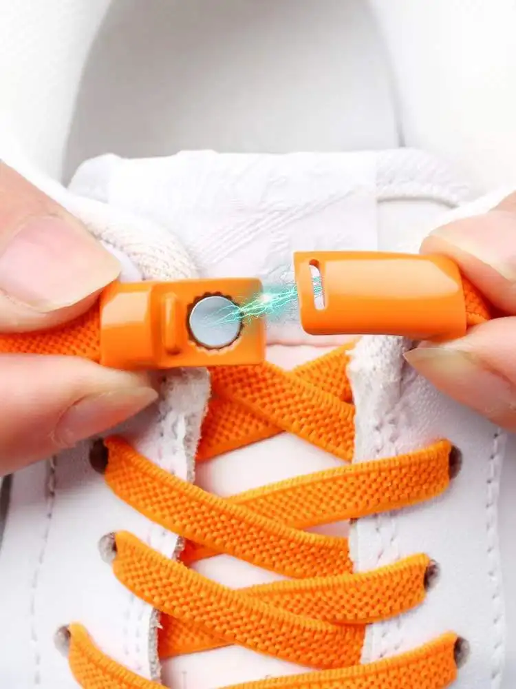 

New Elastic Magnetic Shoelaces No Tie Lazy Shoes Laces Kids Adult Sneaker Shoelace Metal Cross Lock Flat Shoestring Buckle