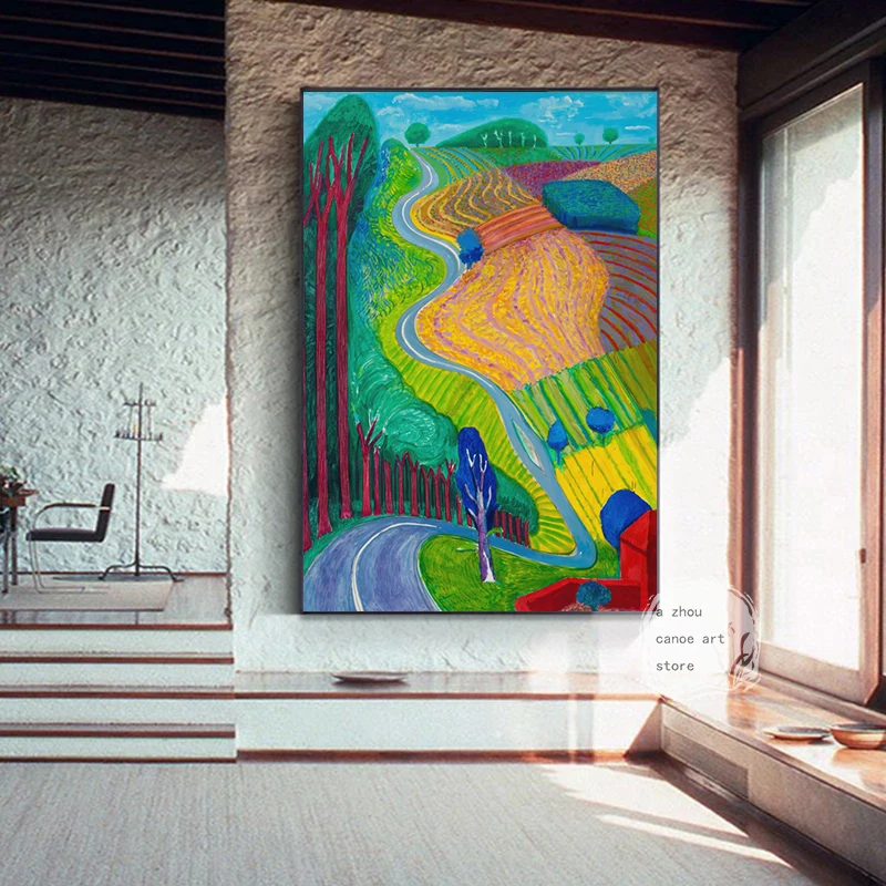 Давид хокни весна приближается абстрактное дерево солнце дорога искусственная