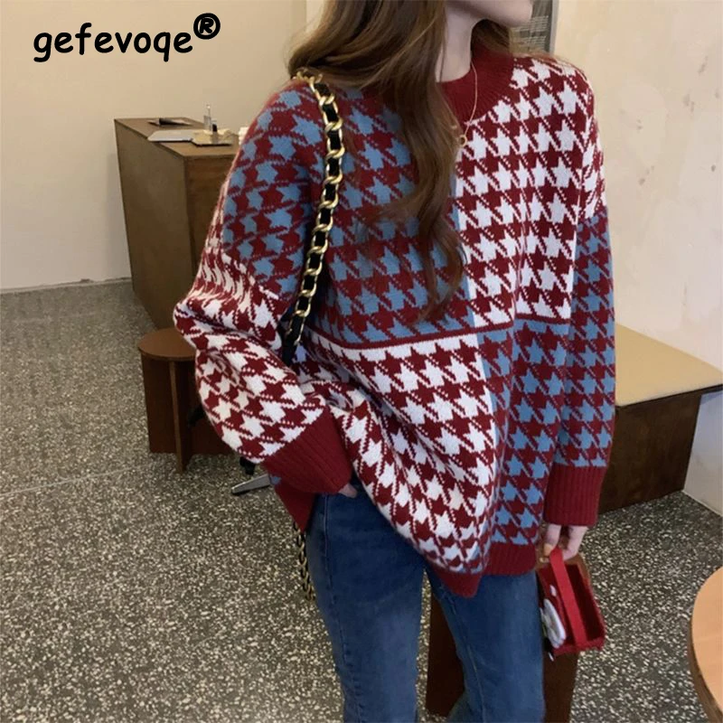 

Женский трикотажный свитер с круглым вырезом, длинным рукавом