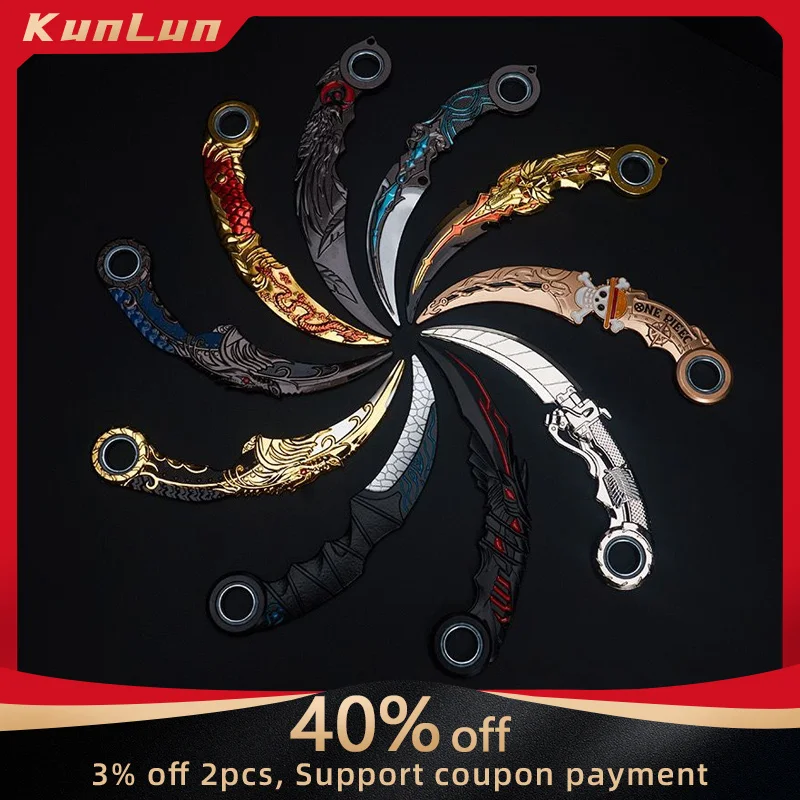 Вращающийся керамбит металлическая модель с демонстрационной подставкой