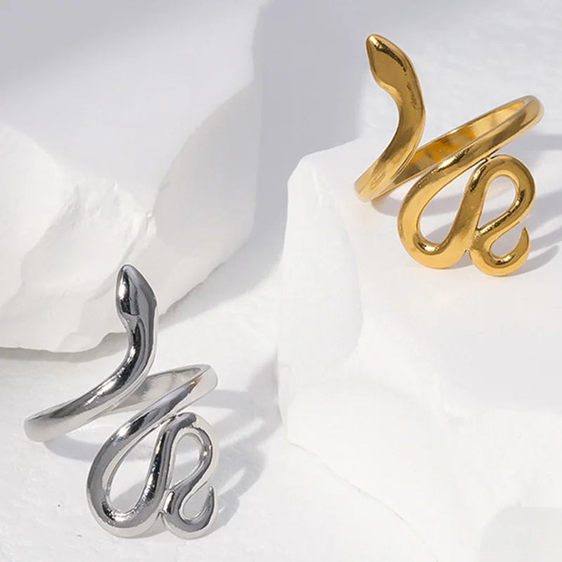 

Stainless Steel Twist Chain Rings For Women Men Simple snake Titanium steel gold Ring Open Adjustable Rings Fashion Jewelry gift