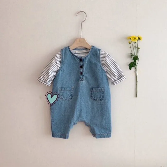 

Джинсовый комбинезон на лямках для малышей и малышей, джинсовый жилет для девочек и мальчиков от 6 месяцев до 3 лет