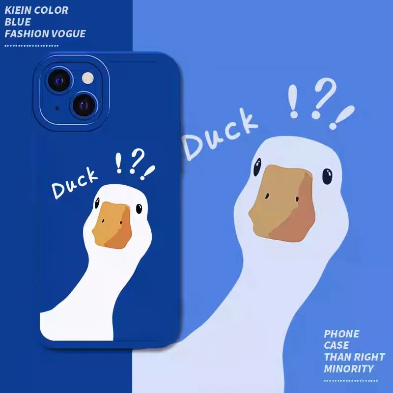 

Cartoon Doubt Duck Smile Lattice Case For iPhone 11 12 13 14 Pro Max XR XS X 7 8 Plus SE2020 Mini Shockproof Soft Silicone Cover