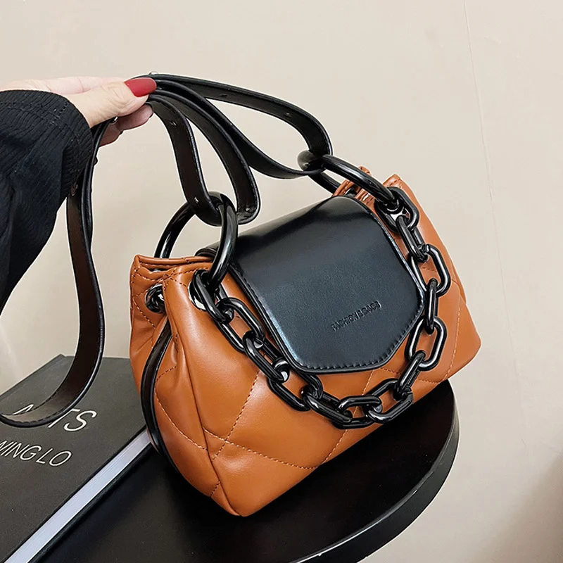 

Женская сумка-тоут 2022, модная стеганая женская сумка из искусственной кожи с подкладкой, роскошная брендовая сумка через плечо с цепочкой