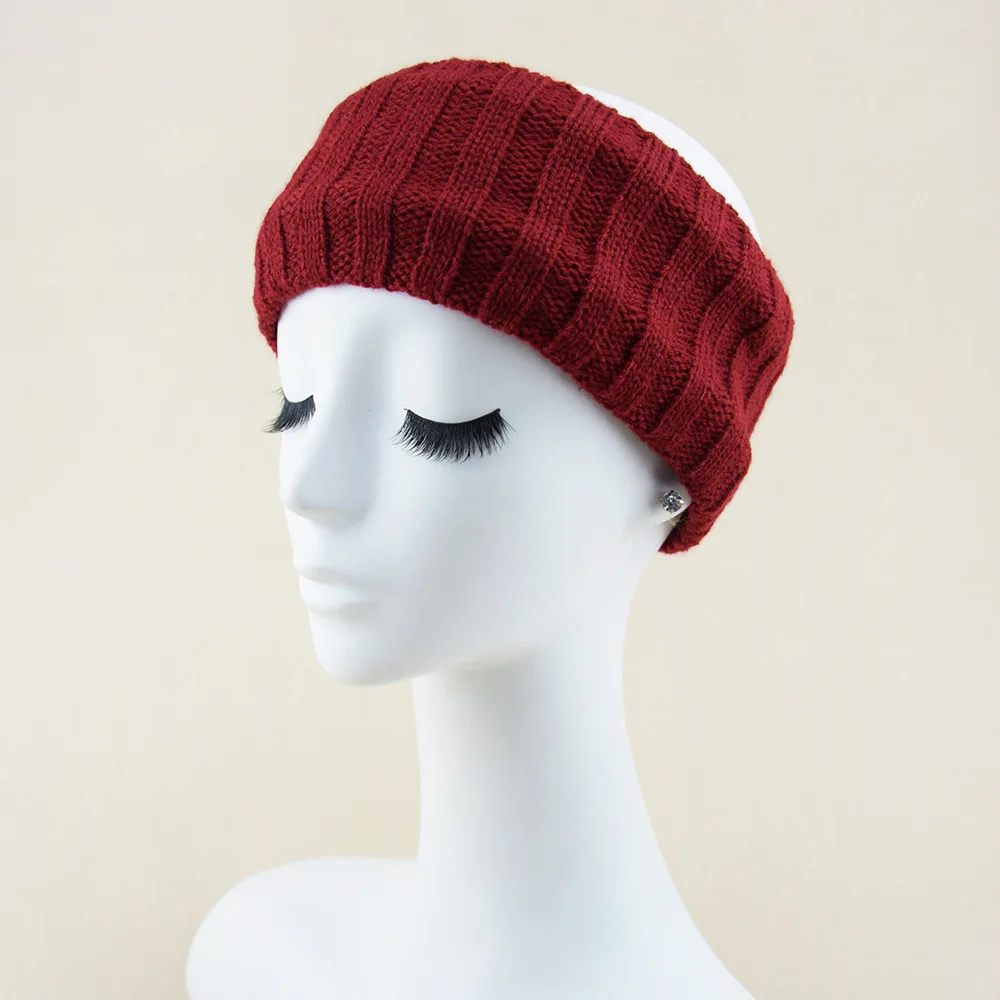 Женская плюшевая вязаная повязка на голову с флисовой подкладкой цвет в