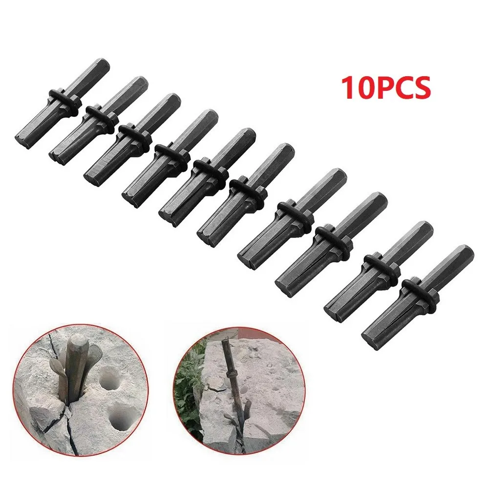 10Pcs 5/8 Inch Stone Splitting Tool Stone Splitter Hand Tools Set Metal Plug Wedges And Feather Shims Concrete Rock Splitters