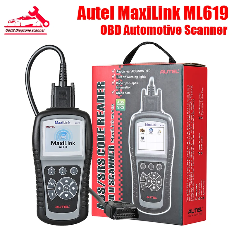 Autel MaxiLink ML619 OBD2 сканер ABS SRS подушка безопасности OBDII считыватель кодов Автомобильные диагностические инструменты Автомобильный сканер Autolink AL619