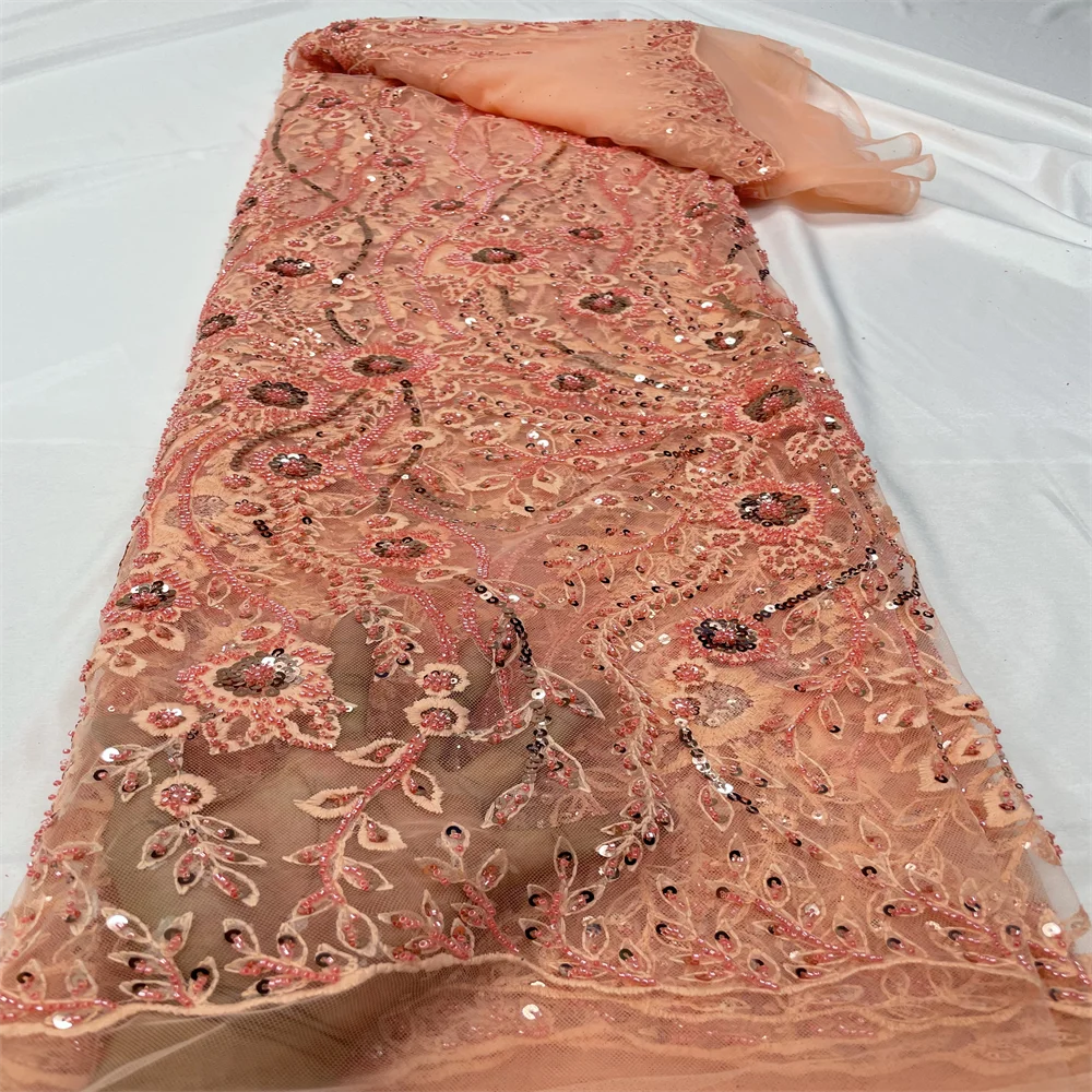 

Африканская кружевная ткань 2023, высококачественные кружевные бусины, блестки для жениха, материал для свадебного платья