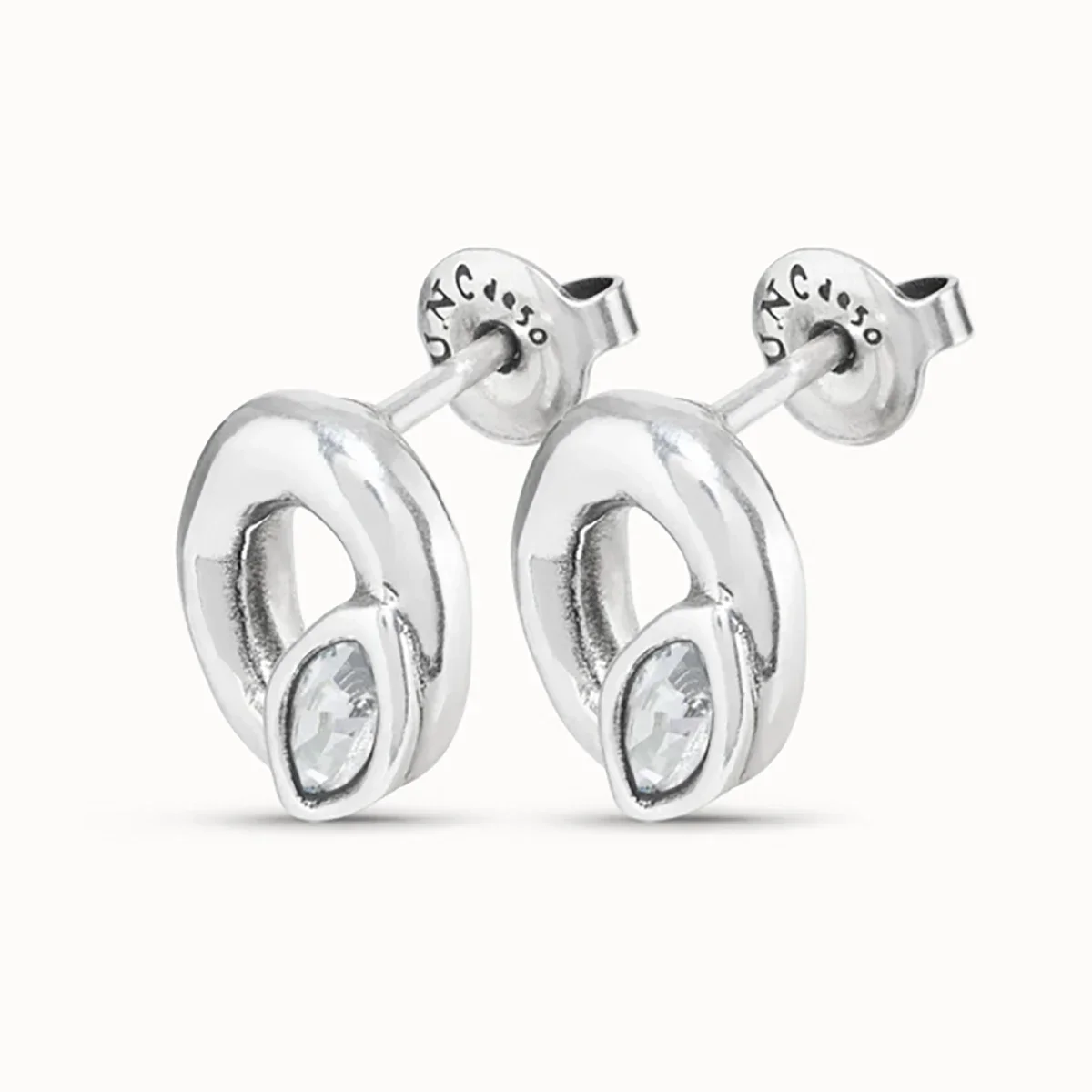 UNOde50-Oval Brincos de Cristal para Mulheres Jóias Clássicas Cinza Claro Moda Presente romangle Festival Original