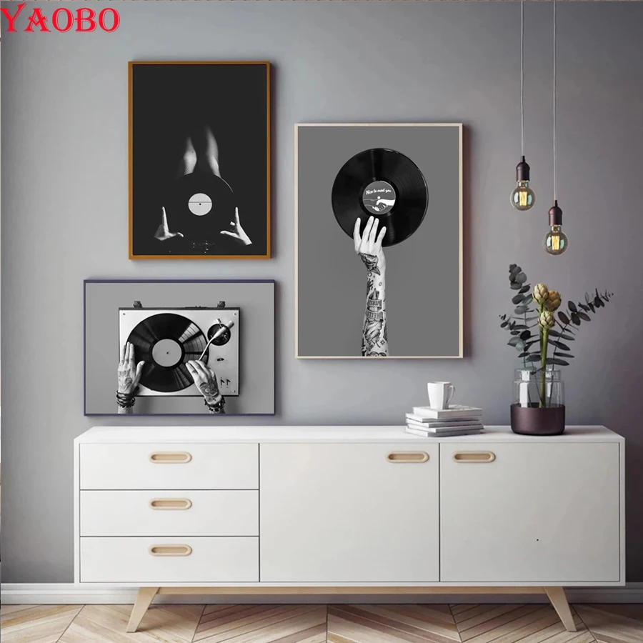 5D Diamond Painting Vintage Music Wall Art Vinyl Record Photo Embroidery Mosaic Cross stitch Musician Gift Music Studio Decor