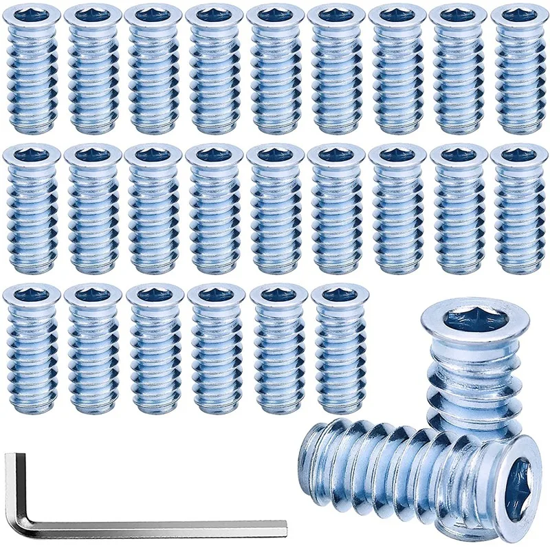 

50Pcs Screw-In Nut Wood M10X25 Threaded Bushing Threaded Insert Screw-In Sockets With Cover Rim Threaded Insert Nuts