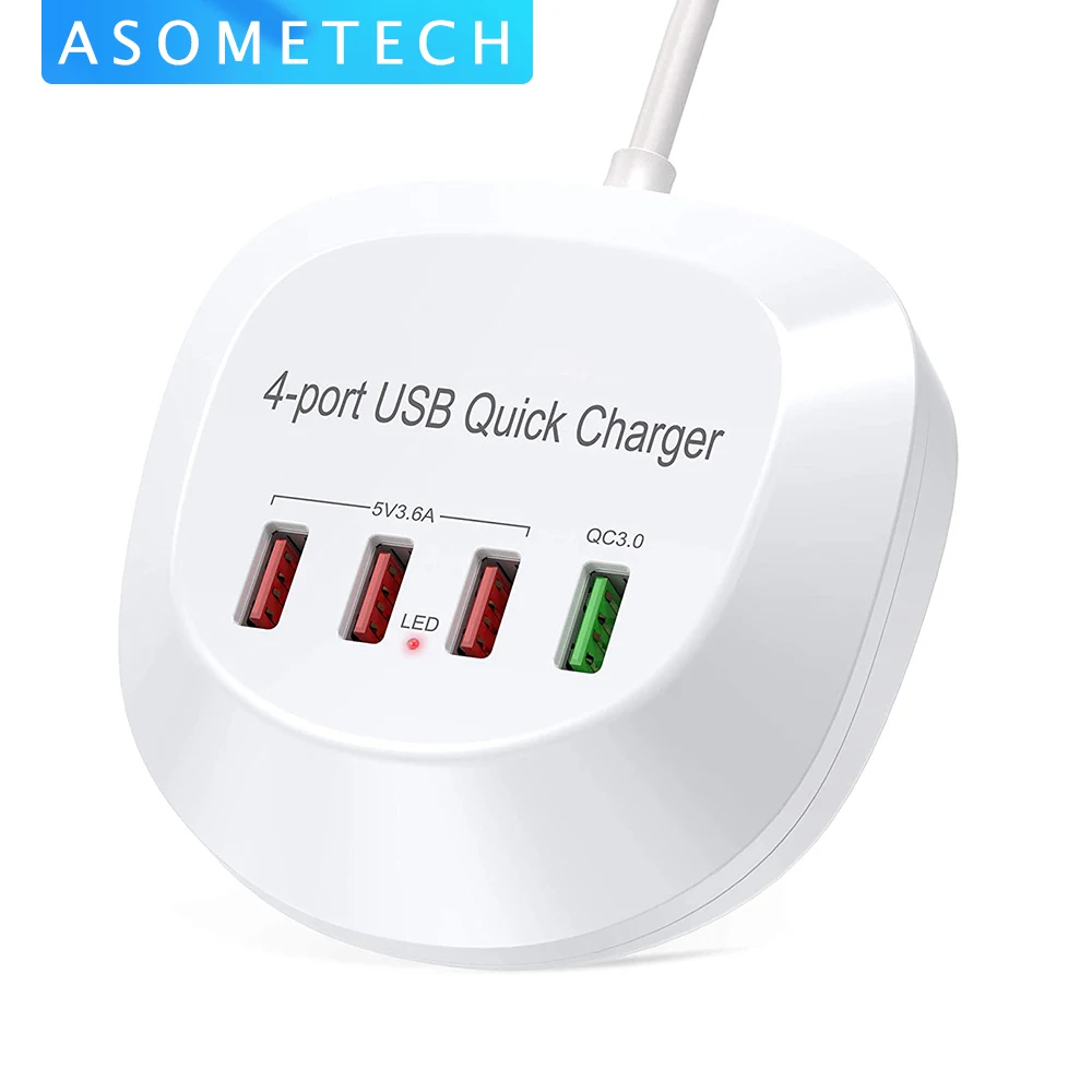 4 порта Быстрая зарядка 3 0 USB зарядное устройство концентратор адаптер