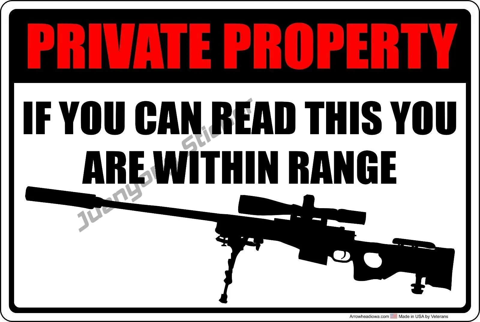 

Private Property Within Range Sniper Rifle Car Stickers and Decals Sign Reflective Car Decoration Creative Oem Stickers KK10cm