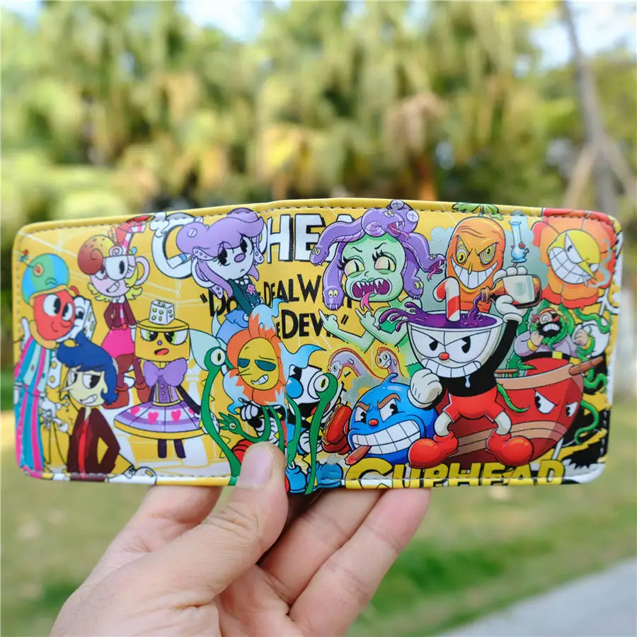 Игровой кошелек в стиле аниме Cuphead Mugman модный с монетницей сумка-держатель