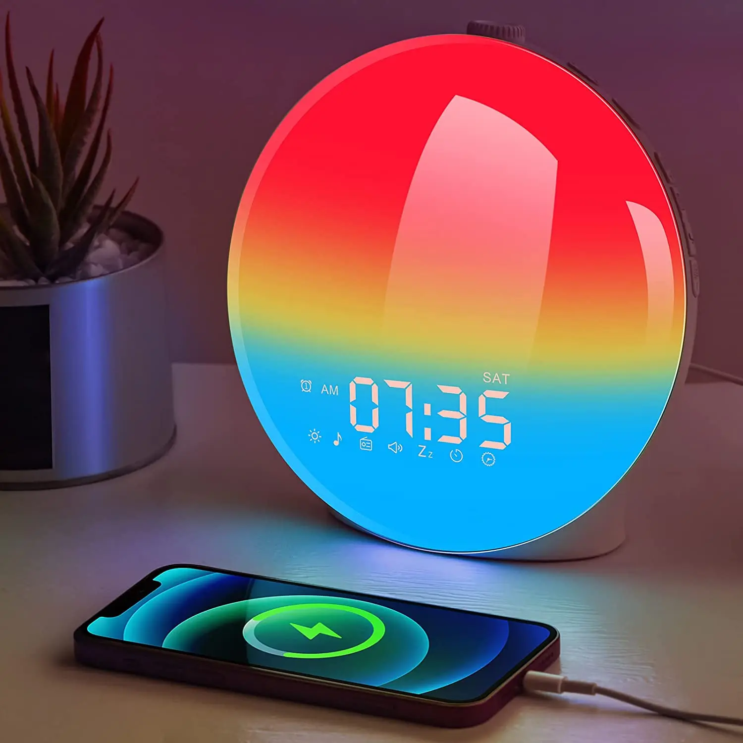 

Smart Bluetooth Night Light Wake-up Light Alarm Clock Sunrise and Sunset APP Control Companion Sleep Bedside Lamp Decoration