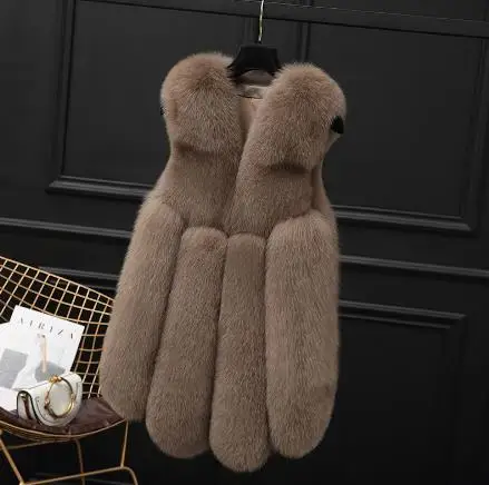 New Faux Fur Imitation Fur Sleeveless Vest Women Mid-length Temperament High Street Jacket 2021 Autumn and Winter Vest