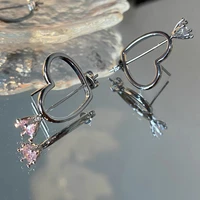 harajuku vintage heart crystal titanium steel earrings ear stud for teens women ear rings korean fashion egirl y2k jewelry