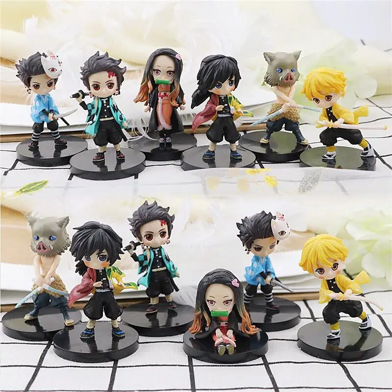 

Figurine Demon Slayer 6 / piece PVC 8cm Kamado Tanjirou Kamado Nezuko Agatsuma Zenitsu Q version Anime Figures Model Collectible