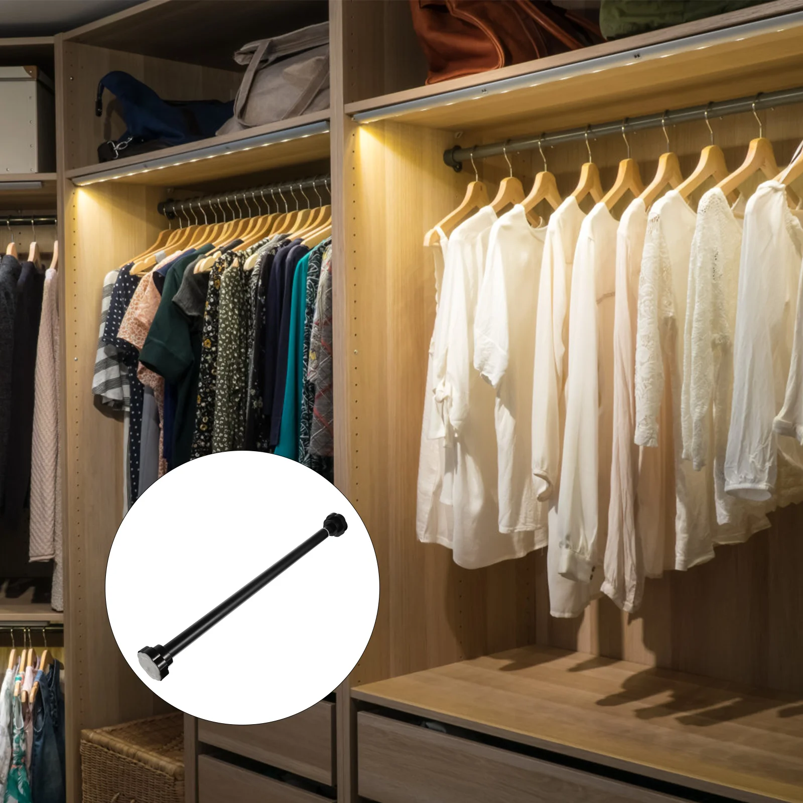 

Curtain Rod Shower Tension Rail Clothes White Bathroom Extendable Pole Rods Holder Detachable Adjustable Telescopic Free Nail