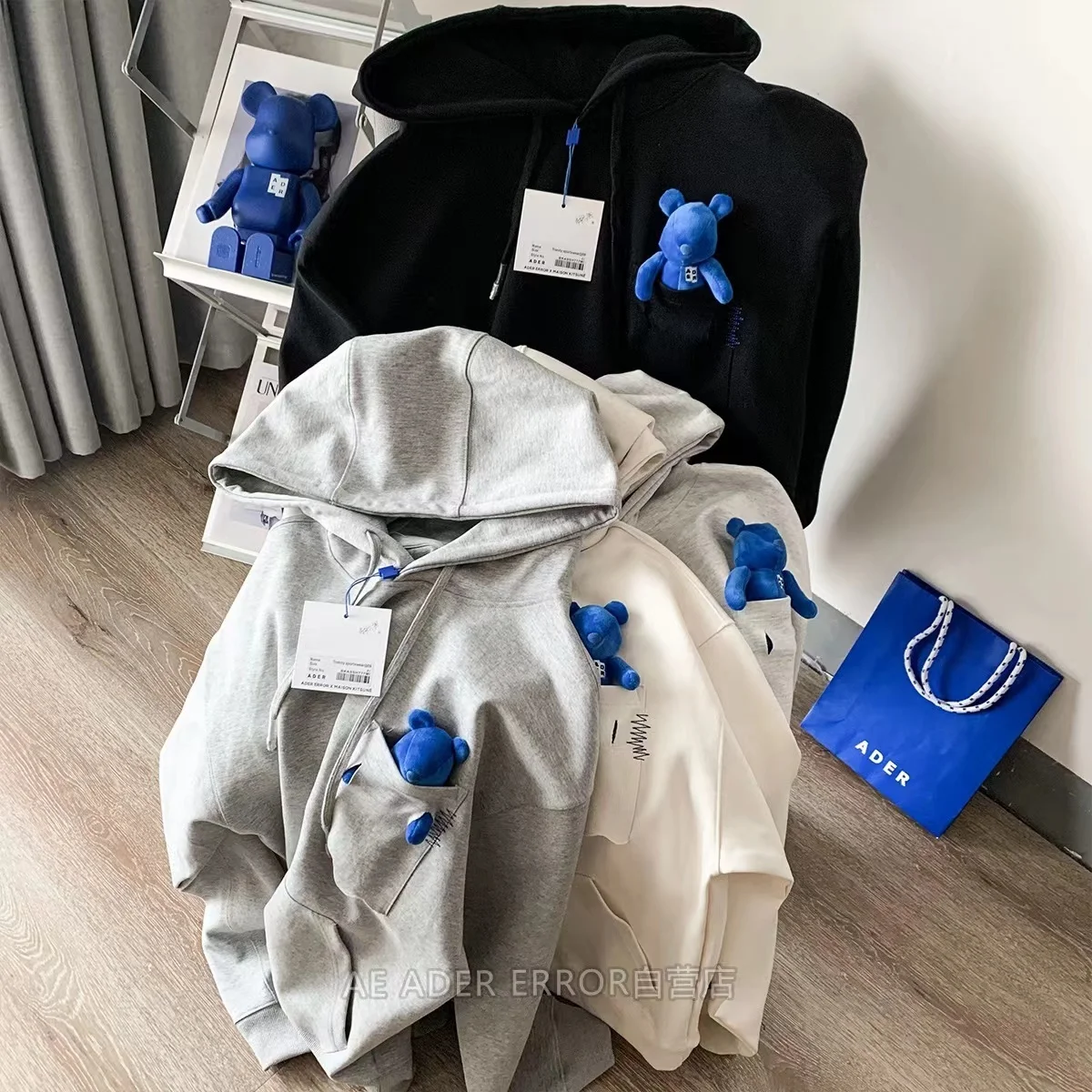 

ADER ERROR new top 2022 early spring ADER high quality 1:1 hoodie loose pocket building blocks bear men and women couple hoodies