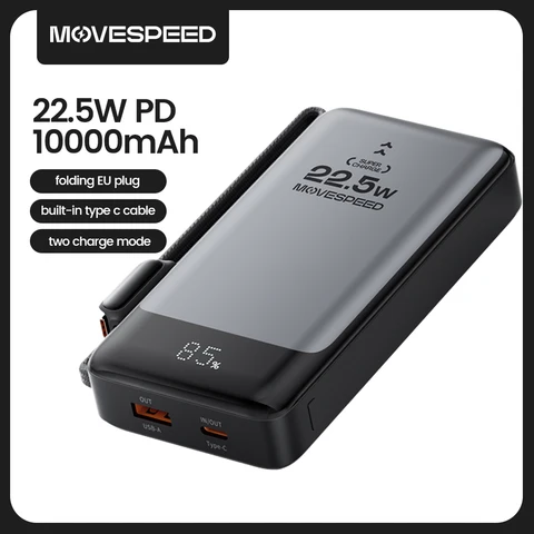 MOVESPEED MSP17 Power Bank 10000 мАч 22,5 Вт Портативное быстрое зарядное устройство и аккумулятор в одном Powerbank со складной вилкой европейского стандарта для смартфона