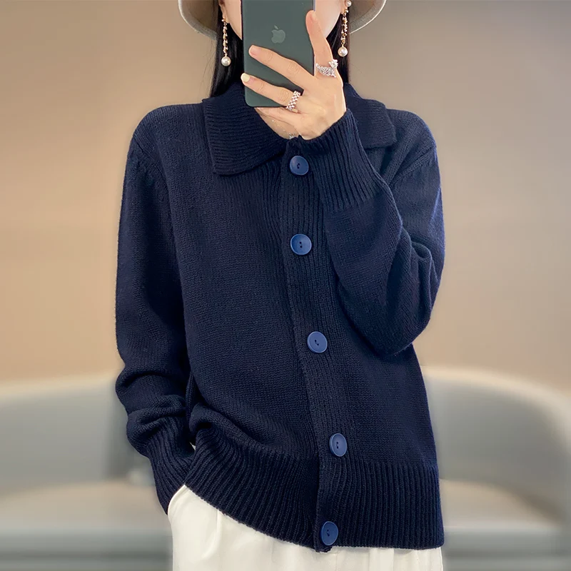 Новинка Осень-зима утепленный свитер из 100% чистой шерсти Женский вязаный