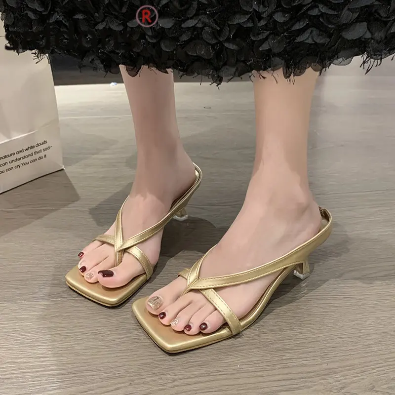 Summer Roman sandals clip toe everything sandals new sandals outside wear fashion square stiletto heels