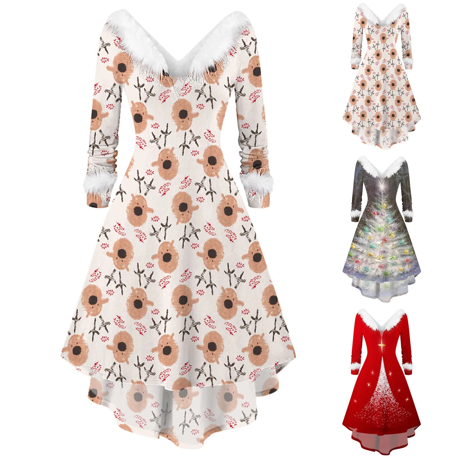 

Skater Dress for Women Short Dresses Women's Christmas h Collar Long Sleeves Casual Skater Dress for Women Short Dresses