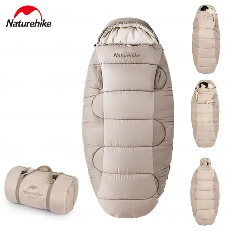 Naturehike 300T Pongee Спальный Мешок Взрослый конверт хлопковый спальный мешок 9 ℃ ~-4 ℃ зимний утолщенный спальный мешок со шляпой ps400