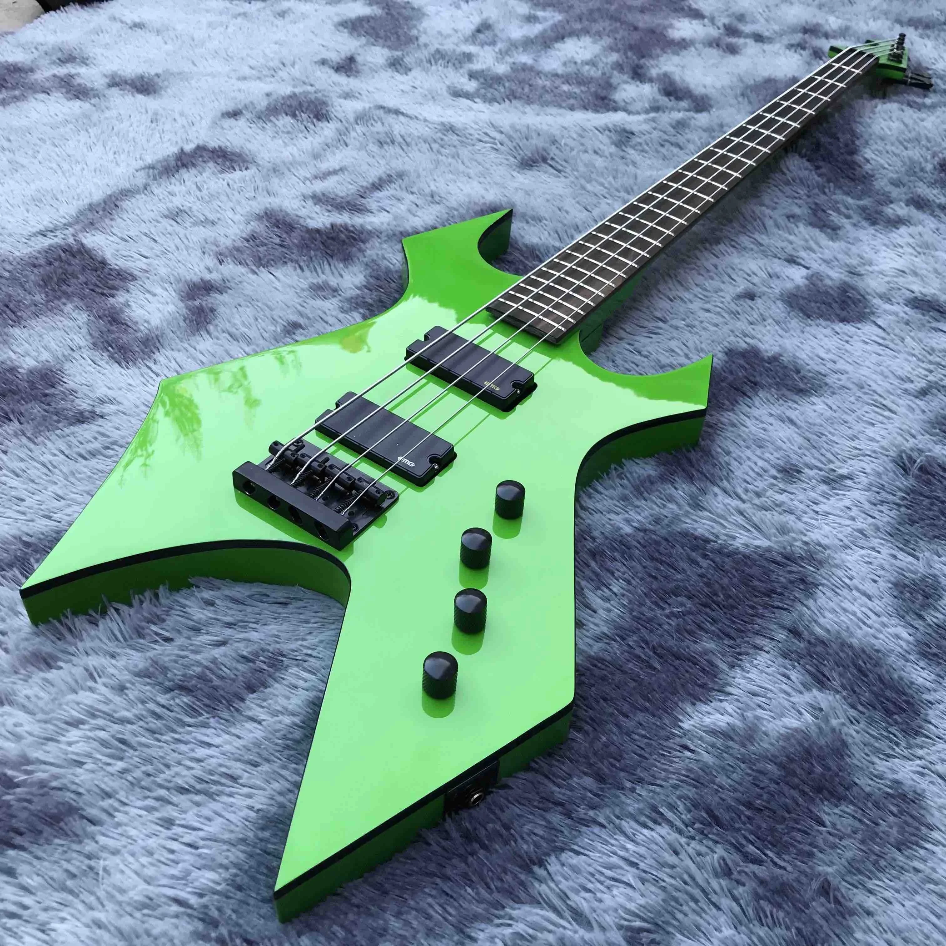 Изготовленная на заказ электрогитара неправильной формы в стиле BC зеленого