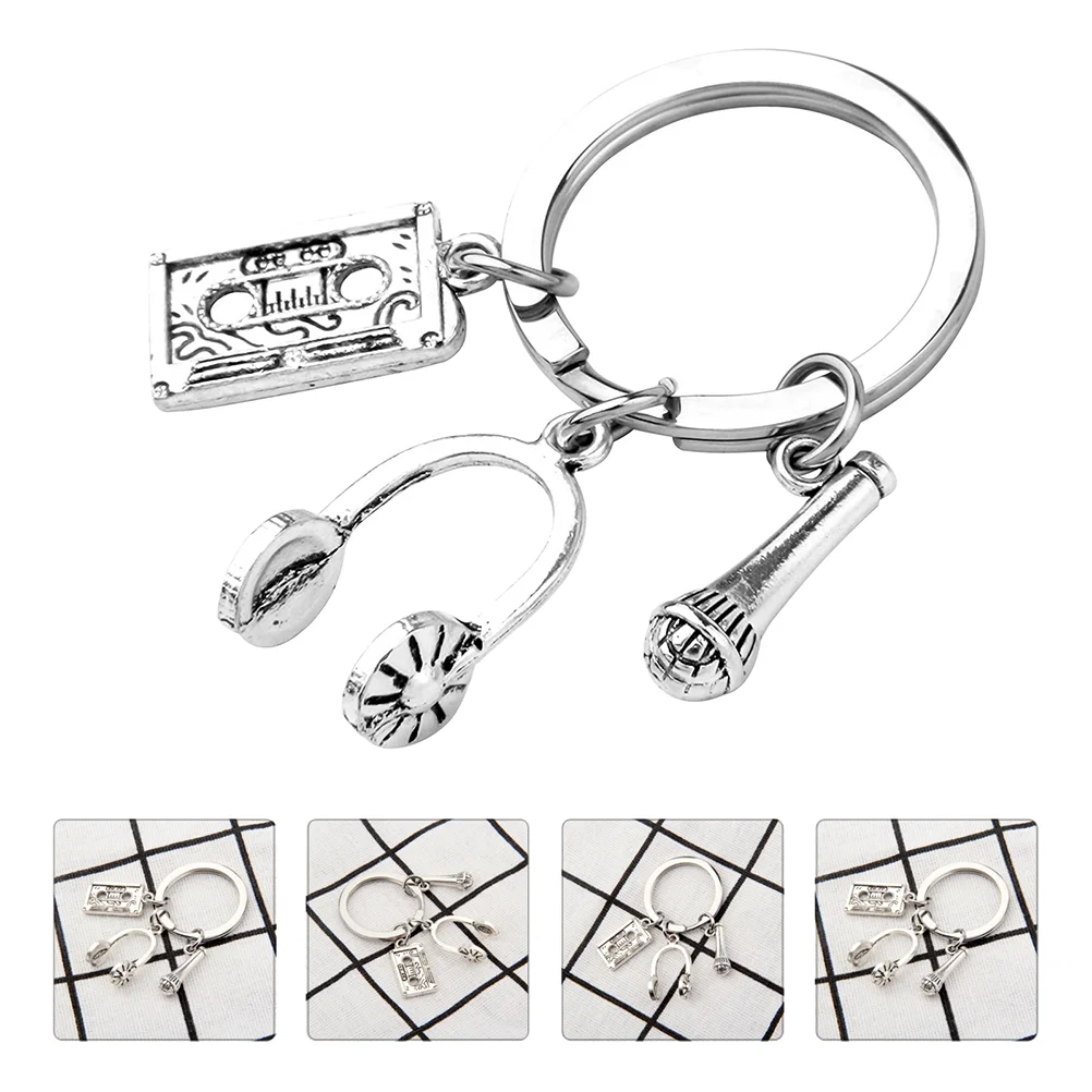 

Microphone Keychain Gift Creative Ornament Wallet Bag Hanging Chains Metal Pendant Car Holder