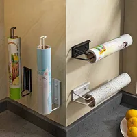 304 Stainless Steel Paper Roll Holder Black White Wall Mounted Bathroom Kitchen WC Paper Towel Holder Plastic Wrap Tissue Shelf