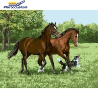 photocustom diy pictures by number dog and horse kits hand painted picture painting by numbers animals drawing on canvas for adu