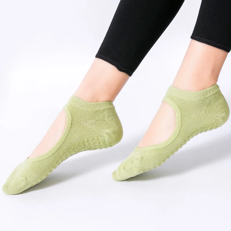 Women Breathable Yoga Socks Silicone Non-Slip Bandage Pilates Sock Ladies Ballet Dance Fitness Workout Cotton Socks 5 Pairs