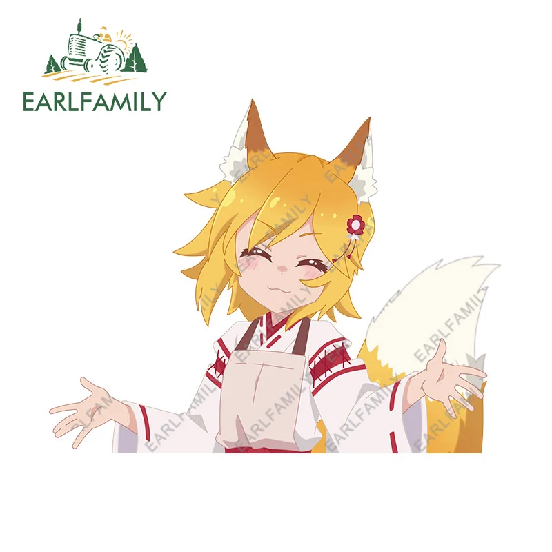 

EARLFAMILY 13 см для полезной лисы Senko Girl автомобильные мультипликационные наклейки пушистая Водонепроницаемая Наклейка для окна ноутбука скейтборда
