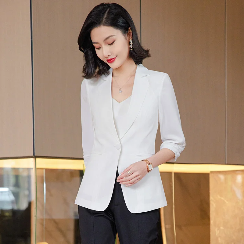 Quality Spring Summer Women's Korean Fashion Elegant Loose Medium Sleeve Jacket Office Leisure Blazer Thin Cardigan Coat Top 4XL