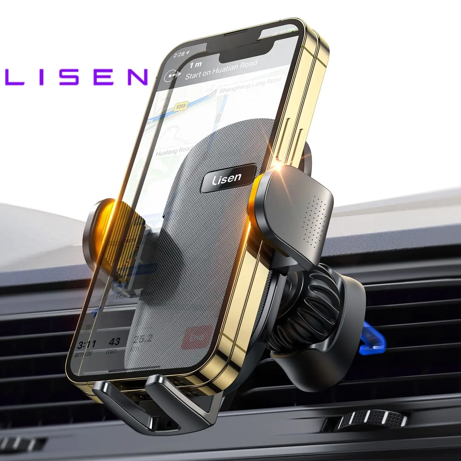 

LISEN Phone Holder for Car Vent[Ultla Stable] Steel Hook Clip for Iphone14 13 Pro Samsung Galaxy S22/S21/S20 All Phones