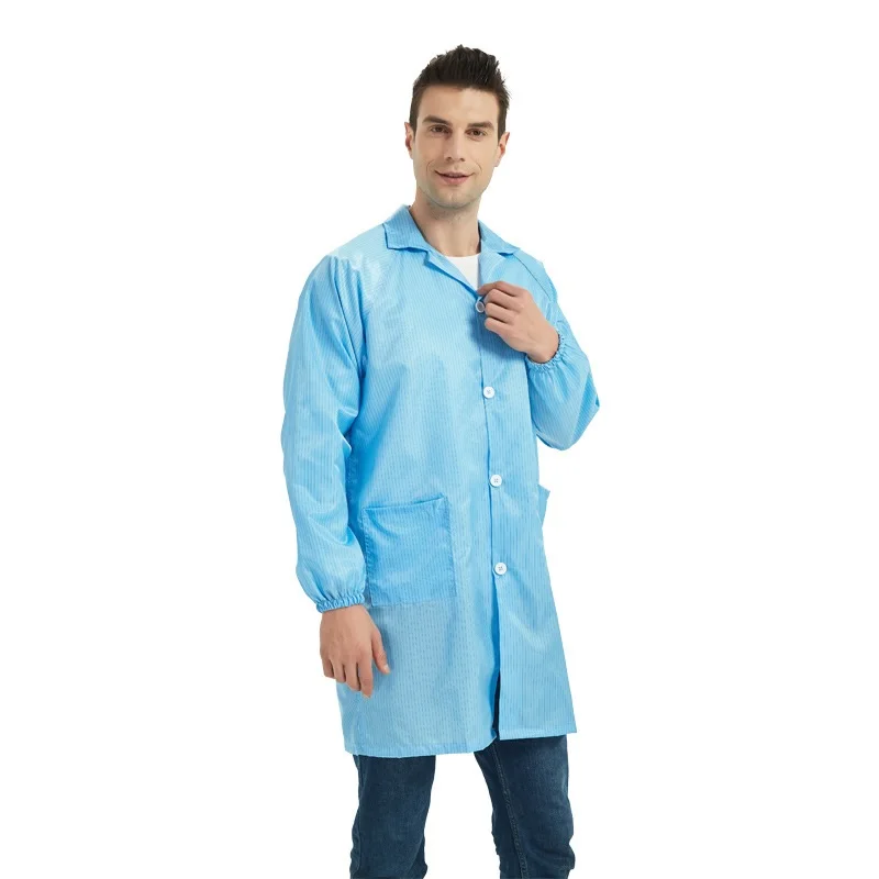 

ESD Lab Jacket, Statshield Anti-Static Lapel Shirts Smocks for Clean Room, Logo Print