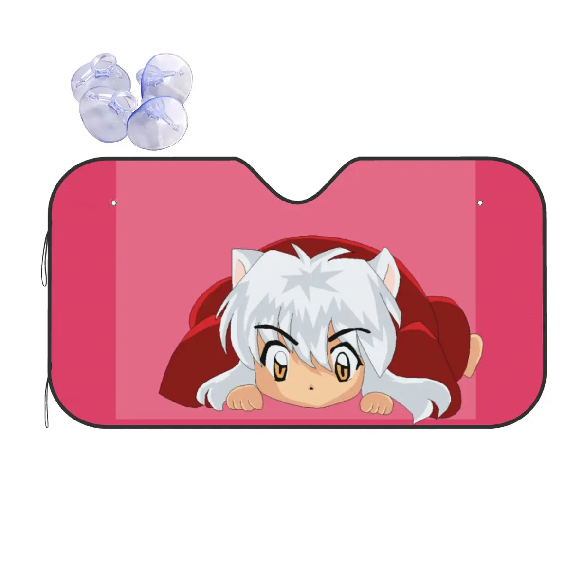 

Мультяшный клетчатый солнцезащитный козырек Inuyasha, ветровое стекло в японском стиле аниме, забавное переднее ветровое стекло автомобиля 70x130 см, солнцезащитный козырек, тепловой отражатель