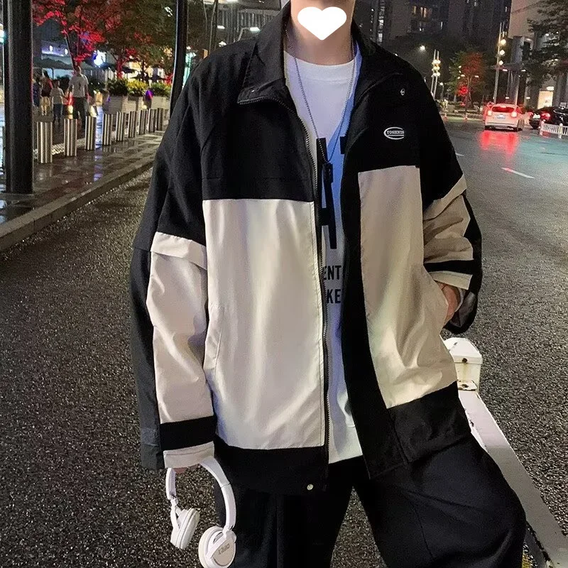 Модная мужская куртка в гонконгском стиле свободная посадка винтажный