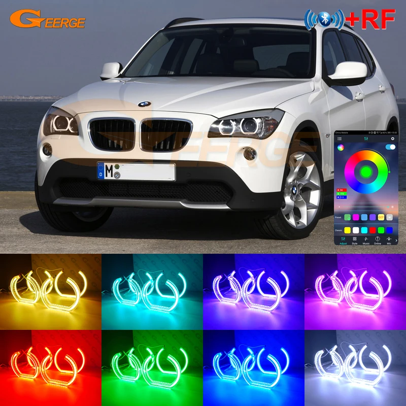 

For BMW X1 E84 RF W/ Wireless Remote Bluetooth App Multi Color DTM Style Ultra Bright RGB LED Angel Eyes Kit Halo Rings