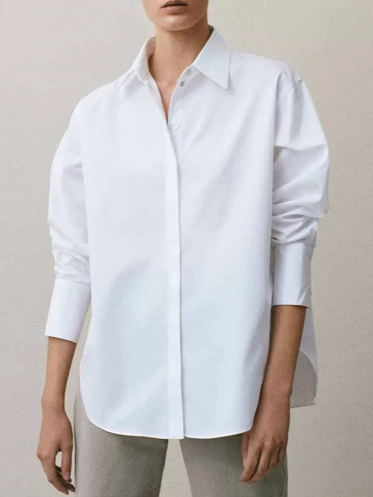 

Блузка женская из хлопка и атласа, с длинным рукавом, на пуговицах