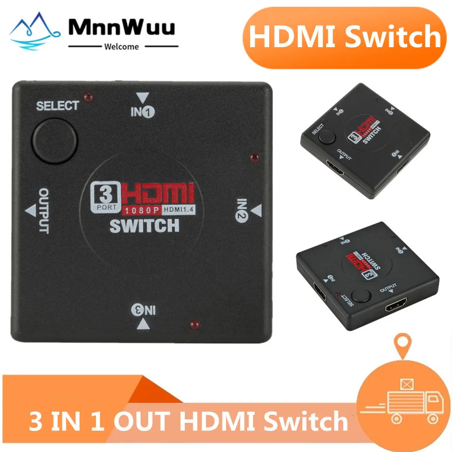 

1080P 3 Input 1 Output Mini 3 Port HDMI-Compatible Switch Female To Female Switcher Box Selector for HDTV 1080P VIdeo Switch