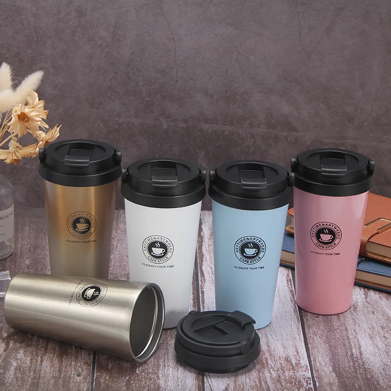 

500ml Insulated Coffee Mug Adult Stainless Steel with Cover Tumbler Cup Women Car Tea Thermos Cup with Handle Office Travel