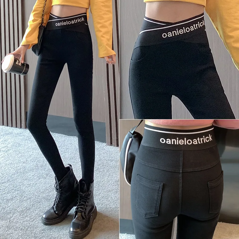 Women's new spring, autumn  high-waist large-size stretch pants leggings  woman pants