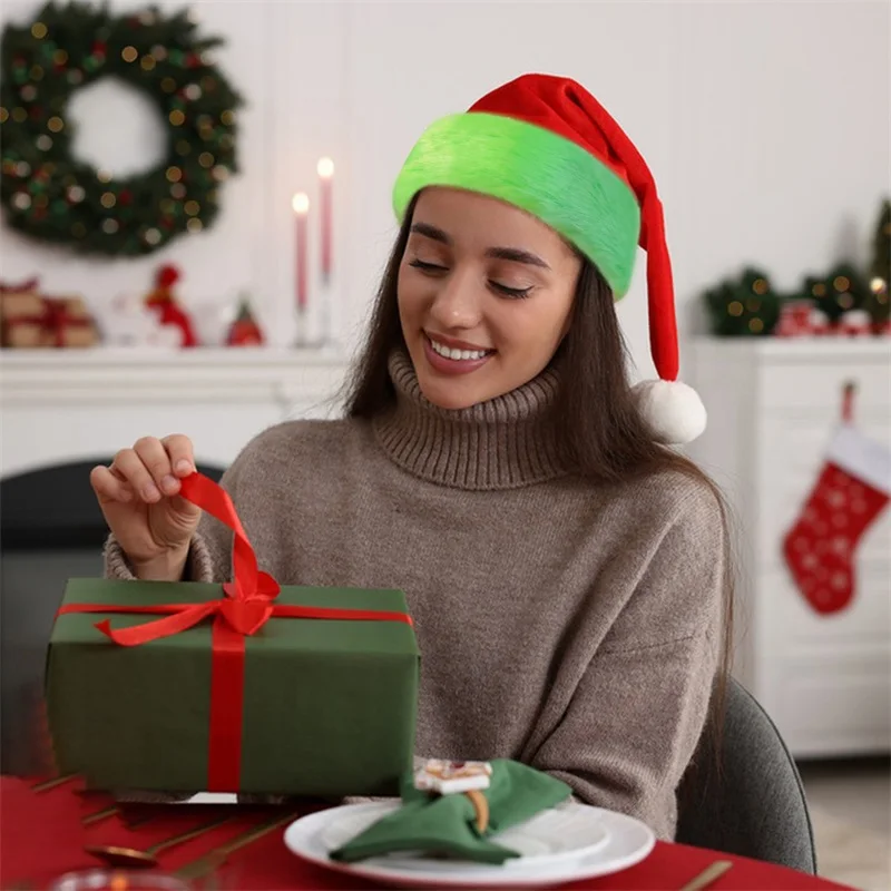 Рождественская вечеринка забавная меховая шапка Санта-Клауса контрастных