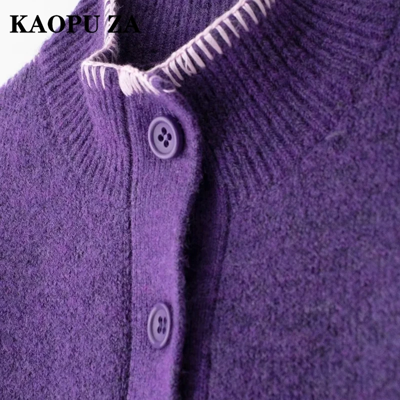 KAOPU ZA 2024 новый осенний женский повседневный кардиган с воротником-стойкой и